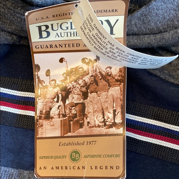 Bugle Boy Gray Hoodie with Navy Stripes - Picture 4 of 4